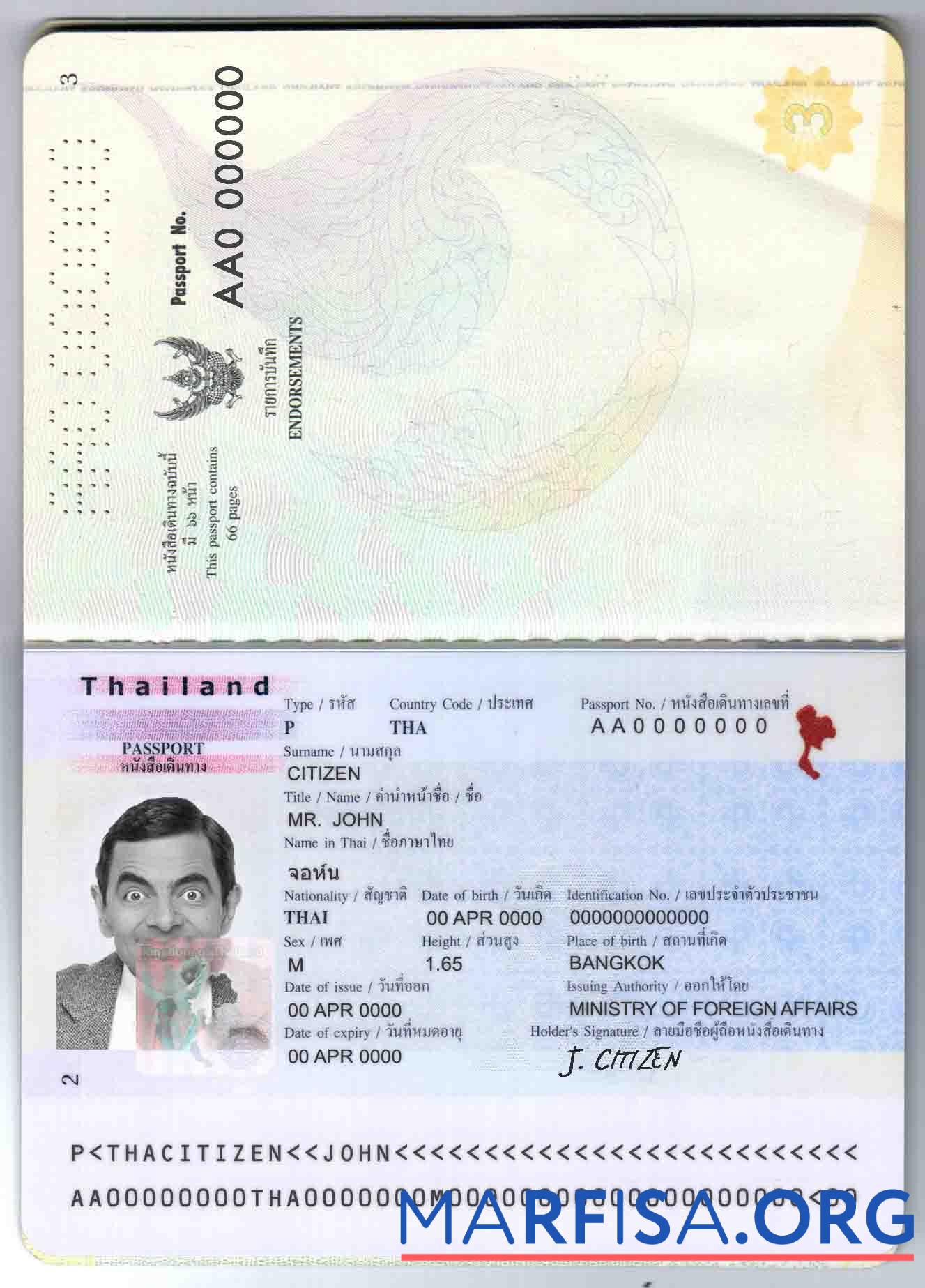 Downloadable Thailand passport example